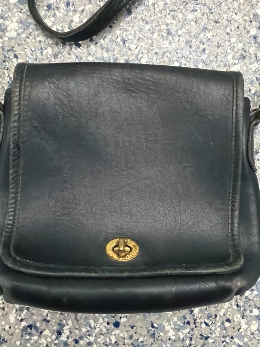 Coach Black Leather Shoulder Bag with Gold Turn-Lock